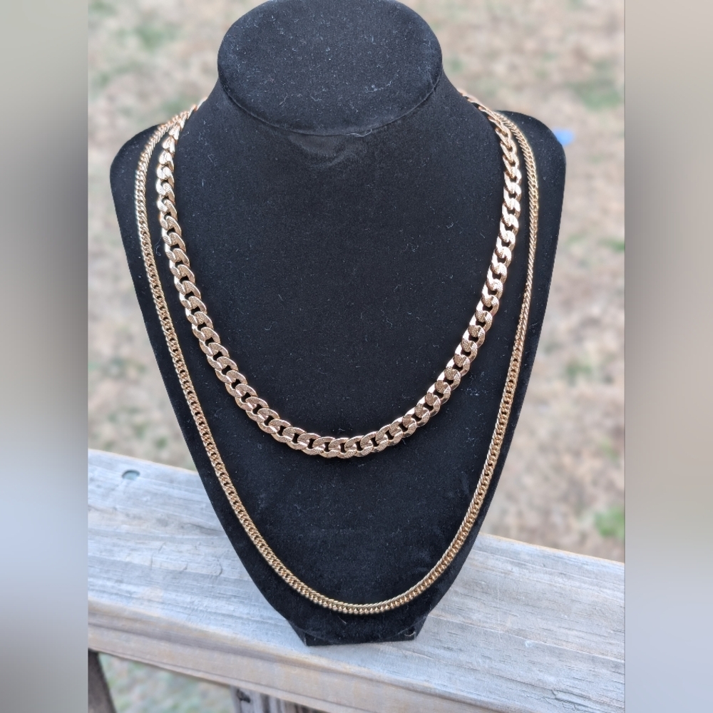 Elegant Duo Rose Gold Chain Necklace